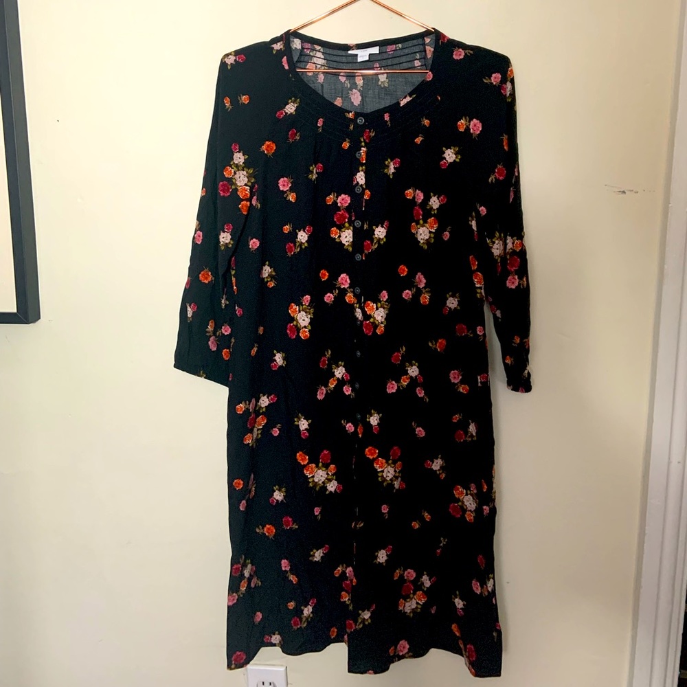 J.Jill | floral long sleeve button front dress small